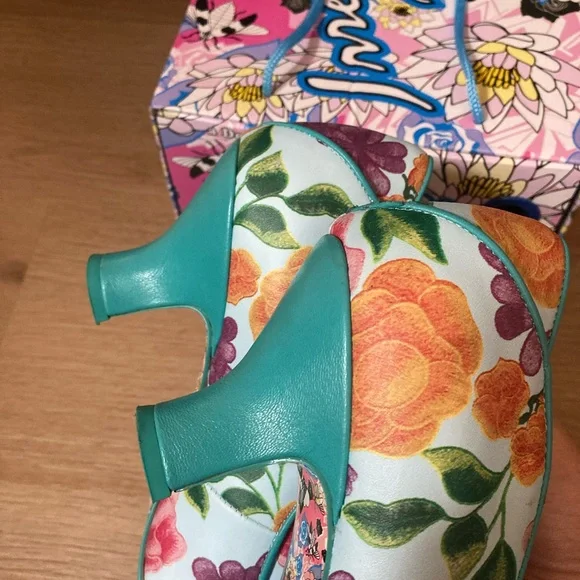 Floral Women's Shoes with Teal Accents - Picture 2 of 16